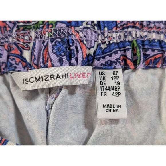 Isaac Mizrahi Live Pants Women’s 8P Purple Paisley Crop Pull On Mid Rise - Picture 5 of 10